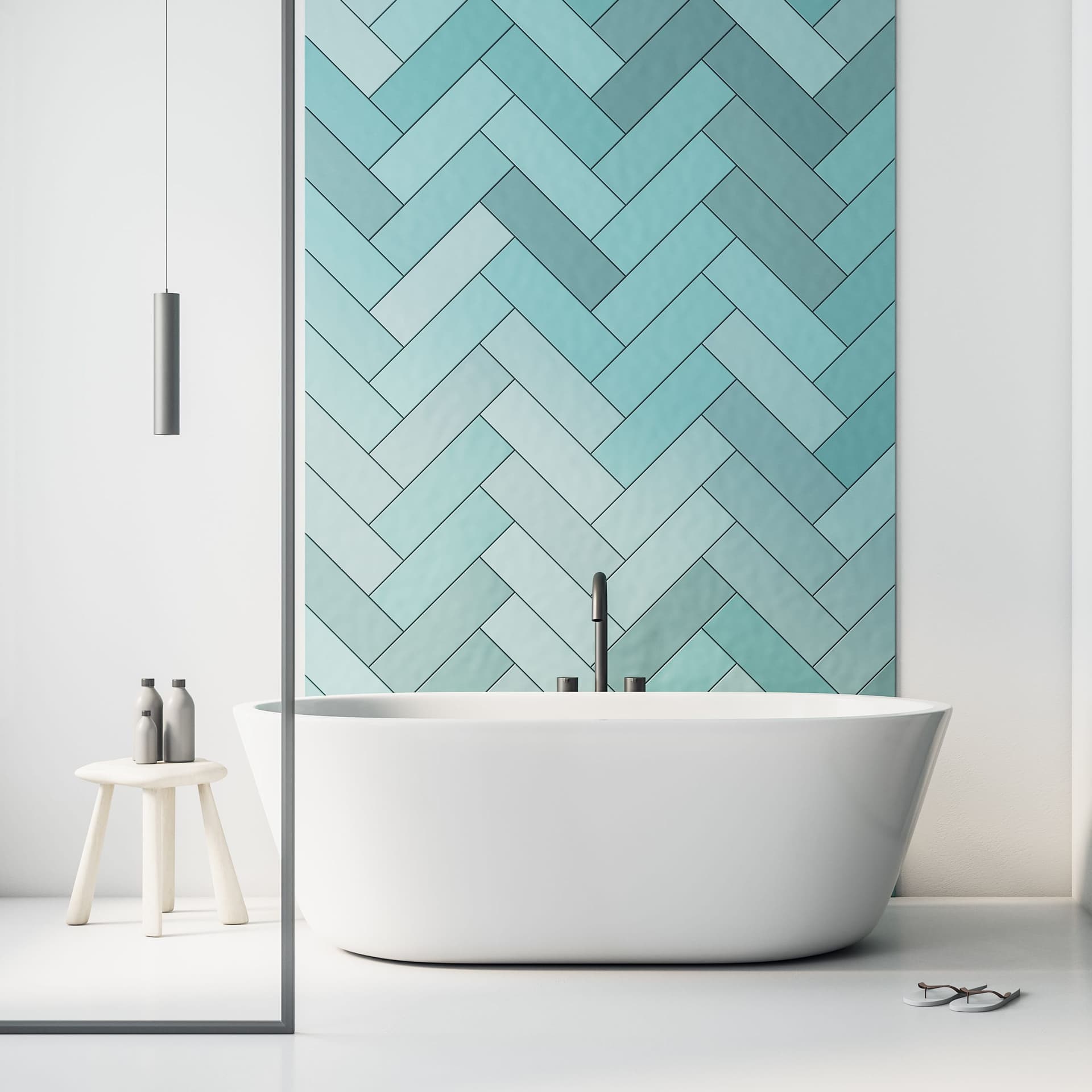 Badewanne in einem Badezimmer.